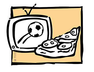 التلفاز والبيتزا
